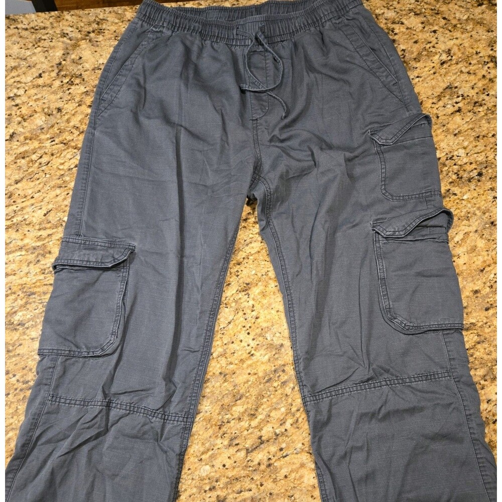 Old Navy Pants Women Comfort Waistband Wide Leg Cargo Charcoal | Large